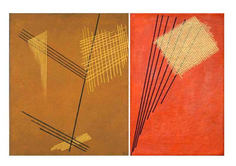 Sanatçı Rodchenko’nun çizgisel kompozisyonları ve afişleri.
